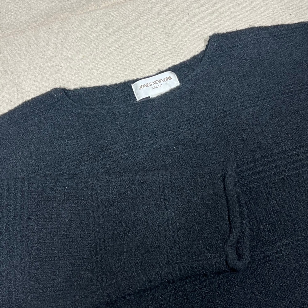 Jones‎ New York Sport Women's LSweater Knit Crew Neck Long Sleeve Texture Black